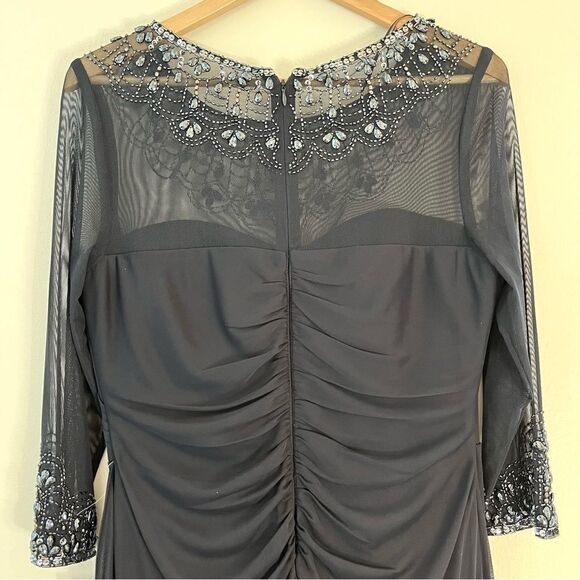 Alex Evenings Beaded Sweetheart Neck Long Sleeve Illusion Neckline Dress 12, NWT - Picture 11 of 15